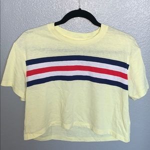 Pacsun Yellow Stripped Cropped Tee
